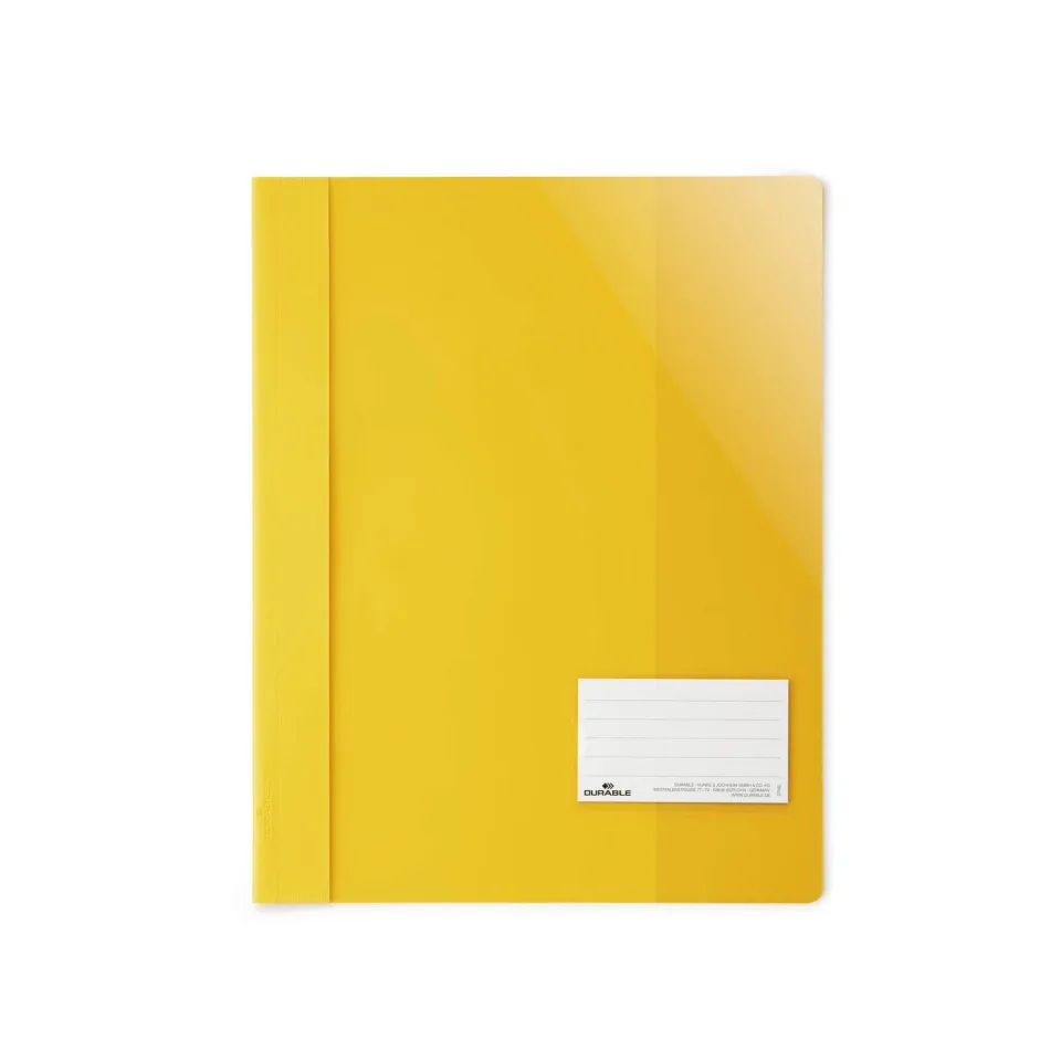 Dosar Durable, A4+, PP, cu buzunar pentru cărți de vizită, galben