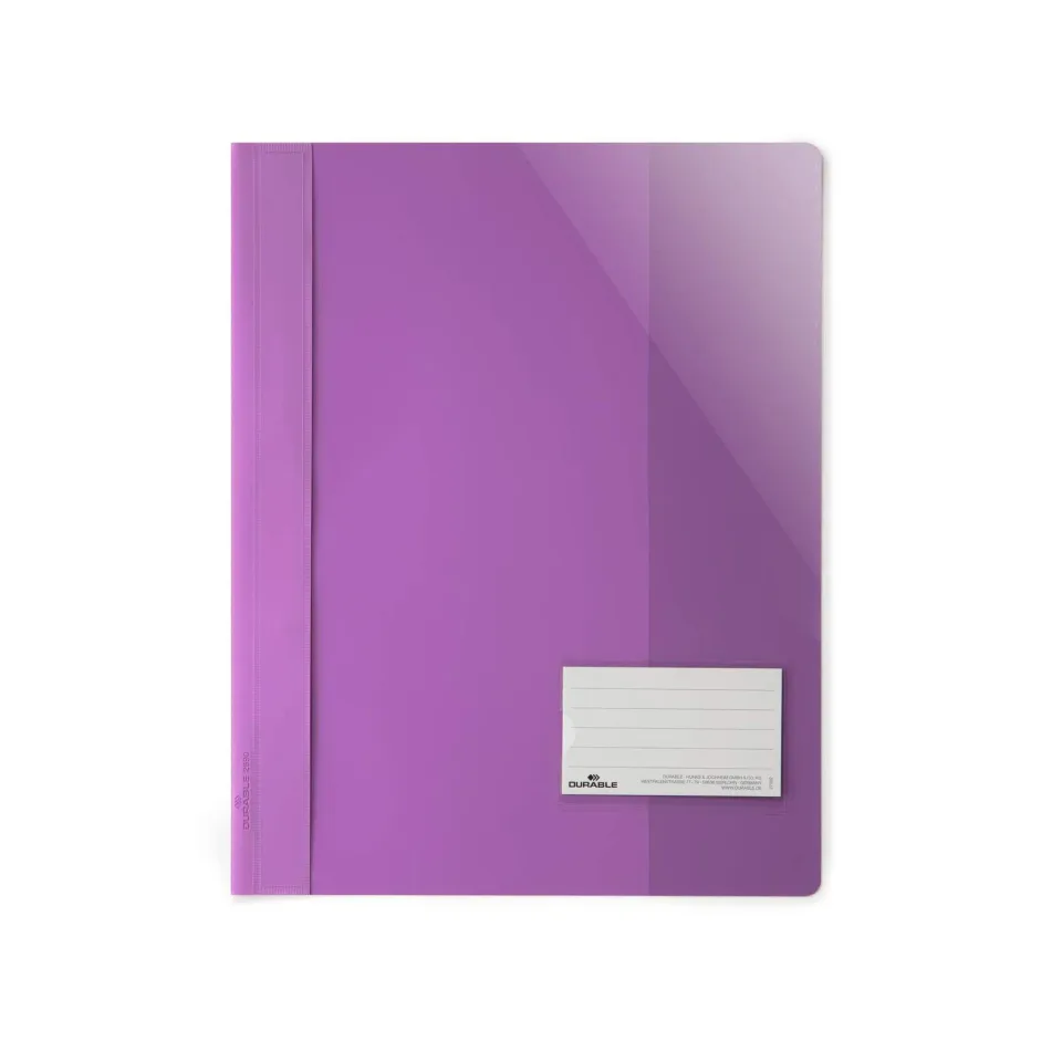 Dosar Durable, A4+, PP, cu buzunar pentru cărți de vizită, violet deschis