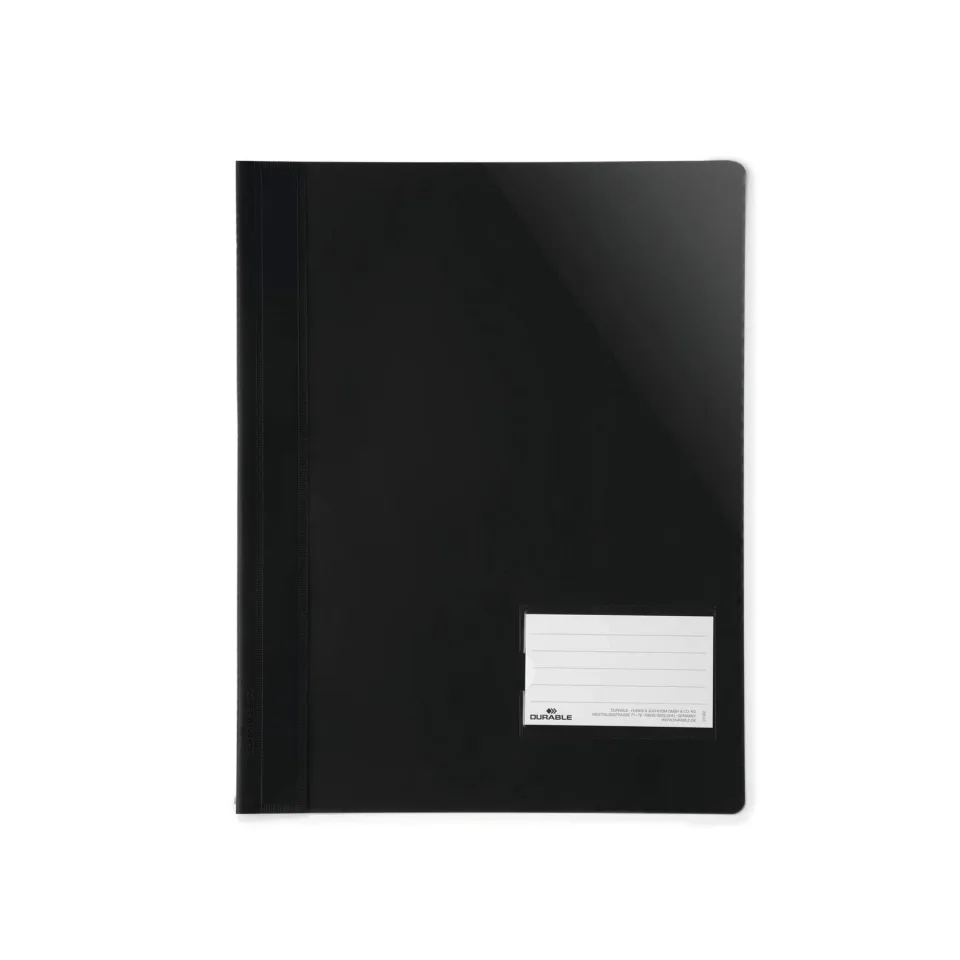 Dosar Durable, A4+, PP, cu buzunar pentru cărți de vizită, negru