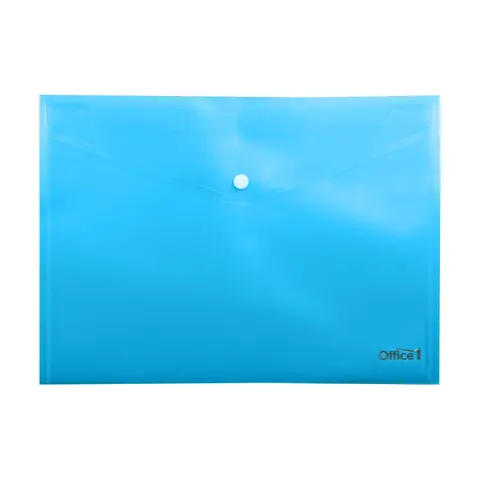 Dosar Office 1, A4, cu buton, transparent, albastru