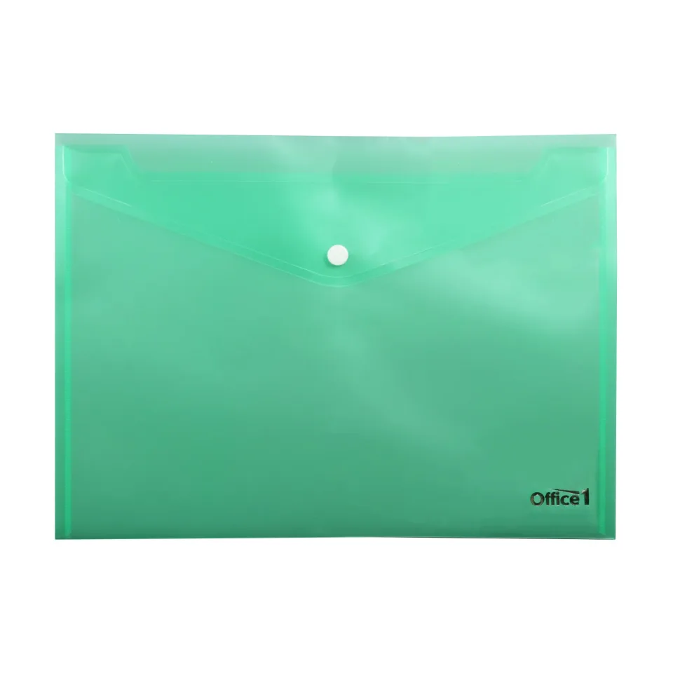 Office 1 Mapă plic, A4, cu capsă, transparentă, verde