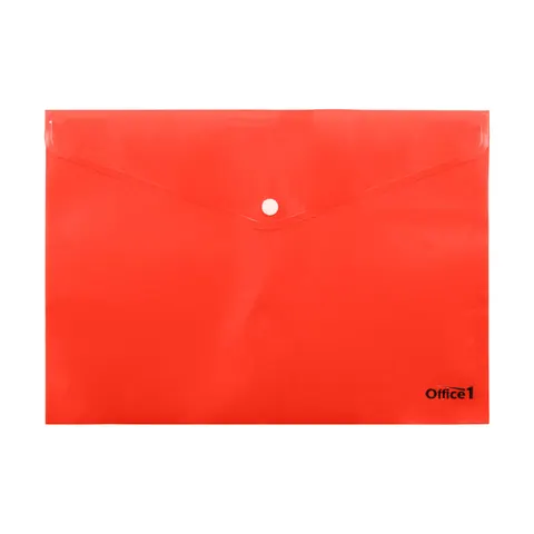 Office 1 Mapă, A4, buton, transparentă, roșu