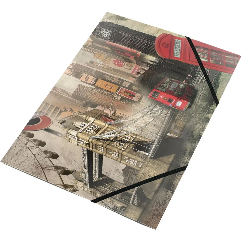 Dosar Panta Plast London Collection, PP, cu elastic, 3 clapete, A4