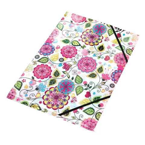 Panta Plast Dosar Flowers Collection, PP, cu elastic, 3 clapete, A4