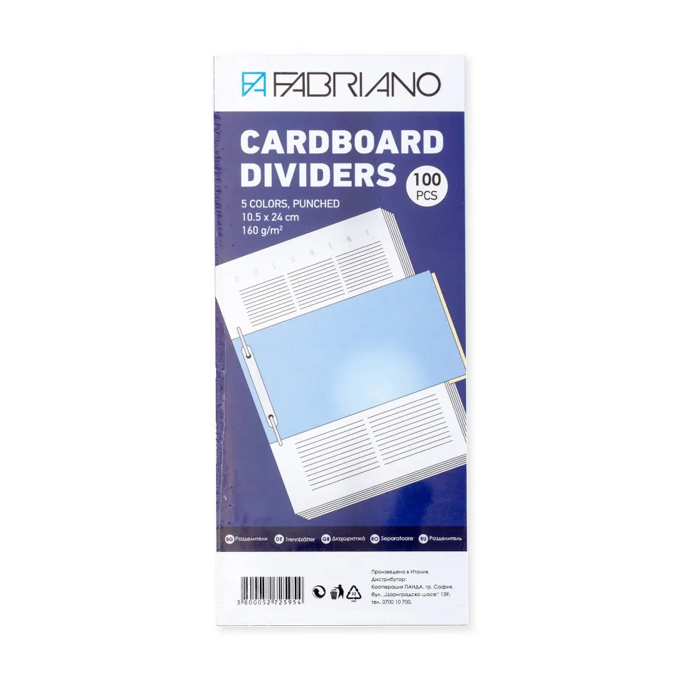 Fabriano Separator, orizontal, carton, 160 g/m², 5 culori, 100 buc.