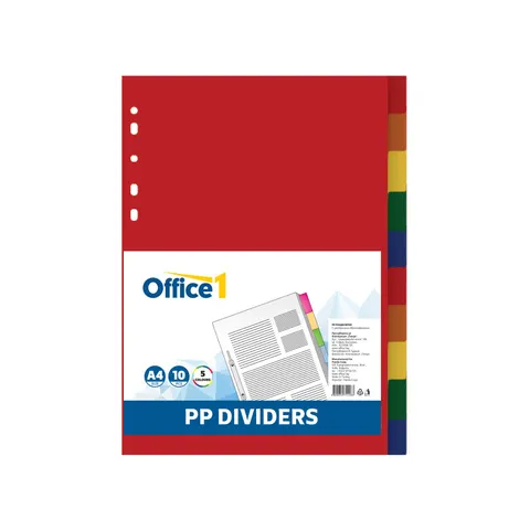 Office 1 Separator, PP, A4, colorat, 10 buc.