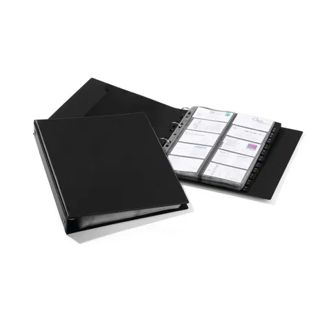 Suport cărți de vizită Durable Visifix, cu inele, pentru 400 cărți de vizită, negru