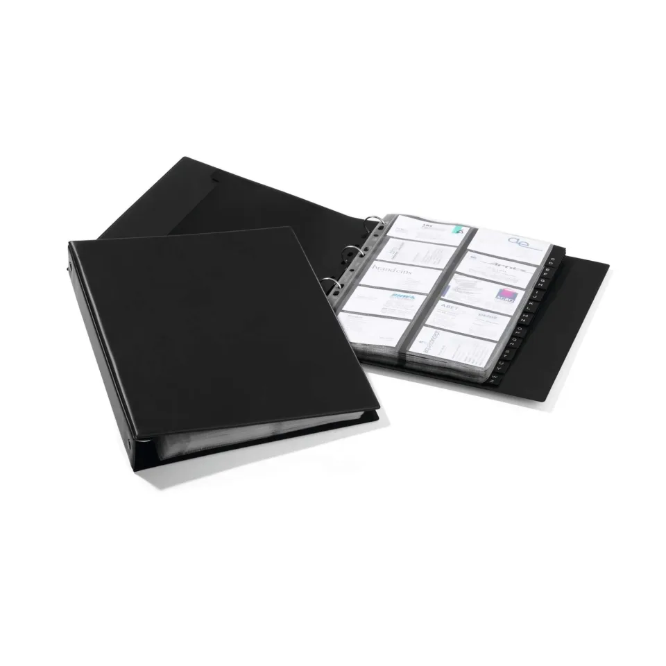 Suport cărți de vizită Durable Visifix, cu inele, pentru 400 cărți de vizită, negru