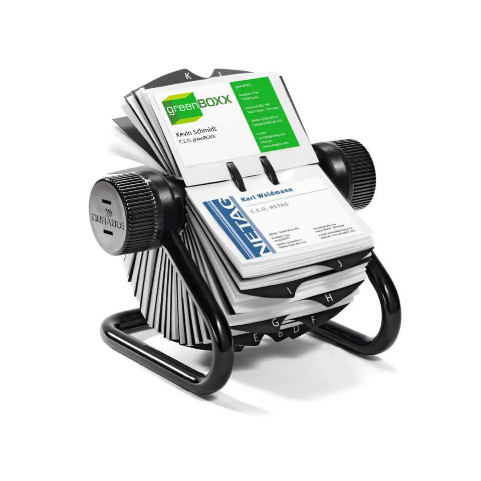 Suport de cărți de vizită Durable Visifix, rotativ, negru