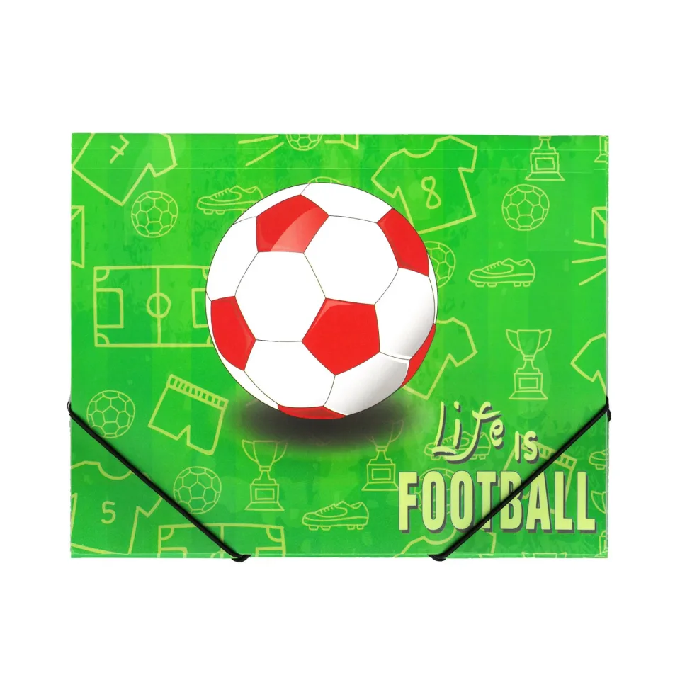 Dosar Panta Plast Football Collection, PP, cu elastic, 3 clape, A4