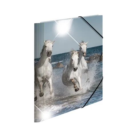 Dosar Herma Animals, carton, cu elastic, A4, PP, cai