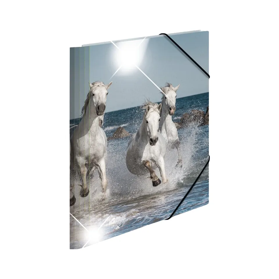 Dosar Herma Animals, carton, cu elastic, A4, PP, cai