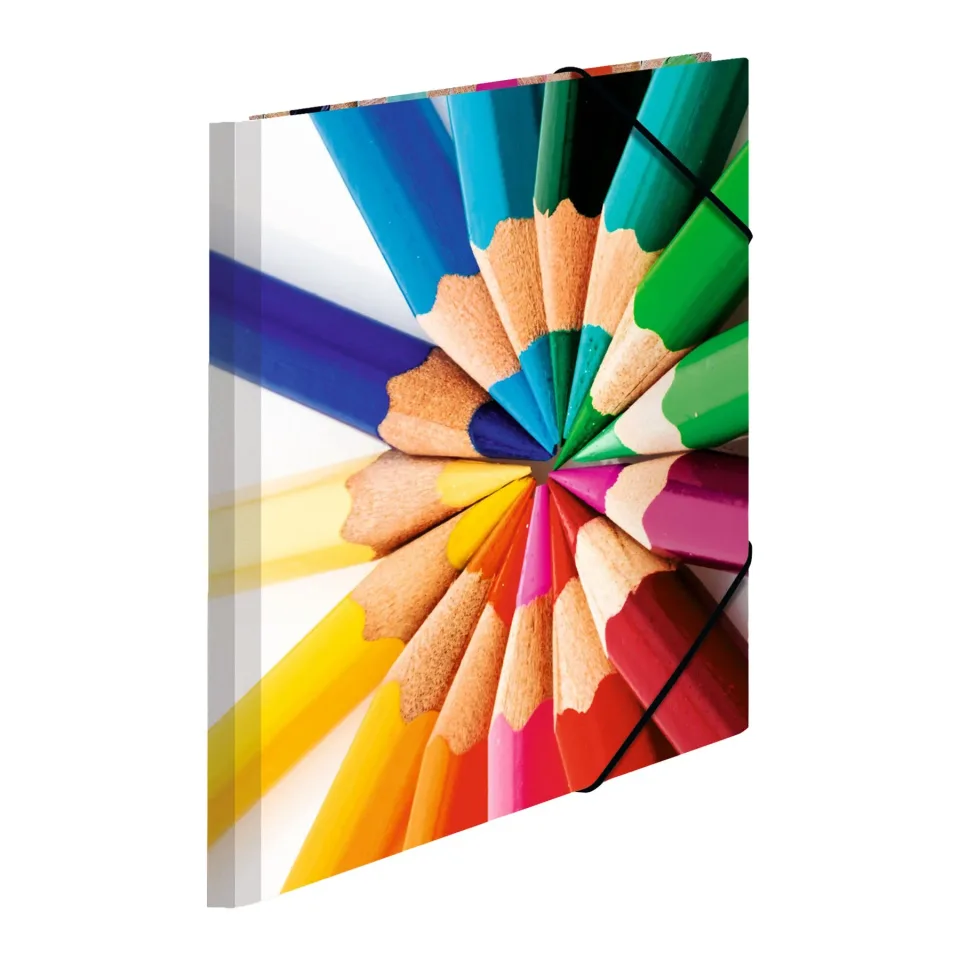 Dosar Herma Impressions, carton, cu elastic, A4, cu design creioane