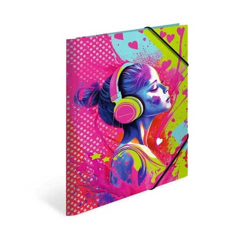 Dosar Herma Music Girl, carton, cu elastic, A4, Music Girl