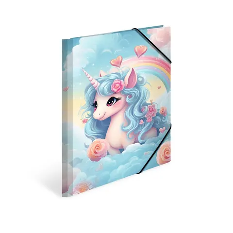 Dosar Herma, carton, cu elastic, A4, unicorni