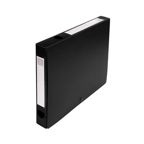 Cutie Exacompta cu Buton, A4, PP, 4 cm, orizontal și vertical, negru
