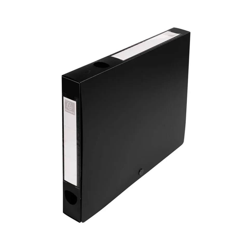 Cutie Exacompta cu Buton, A4, PP, 4 cm, orizontal și vertical, negru