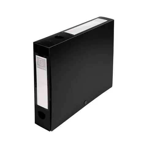 Cutie Exacompta cu buton, A4, PP, 6 cm, orizontal și vertical, negru