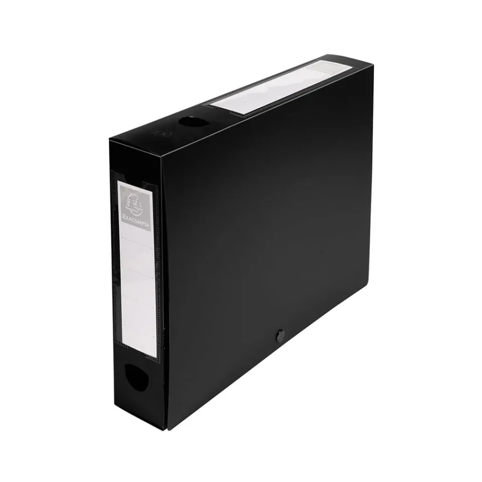 Cutie Exacompta cu buton, A4, PP, 6 cm, orizontal și vertical, negru