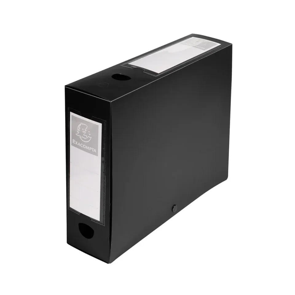 Exacompta Cutie cu buton, A4, PP, 8 cm, orizontal și vertical, negru