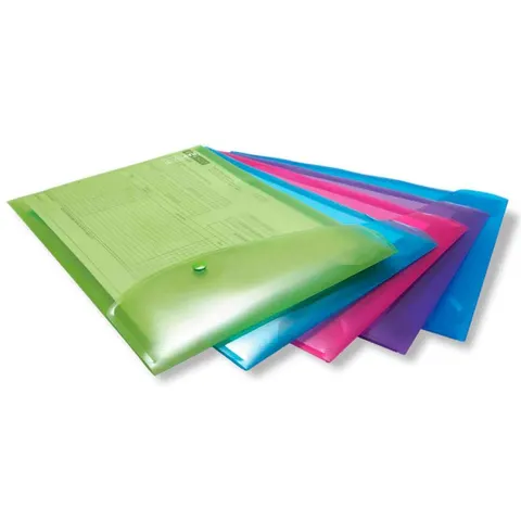 Dosar Rapesco Eco, cu nasture, PP reciclat, A4, închidere pe latura scurtă, asortat, 5 bucăți