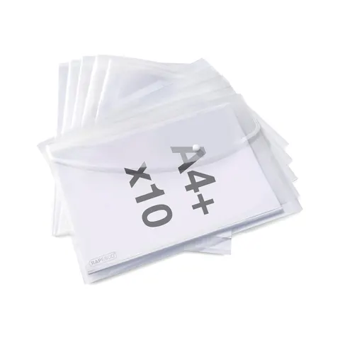 Dosar Rapesco Eco GRS, PP, cu nasture, A4+, transparent, 10 buc