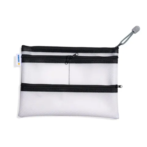 Dosar Herma Universal Multibag, A5, cu 4 compartimente, cu fermoar negru