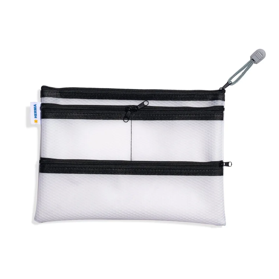 Dosar Herma Universal Multibag, A5, cu 4 compartimente, cu fermoar negru