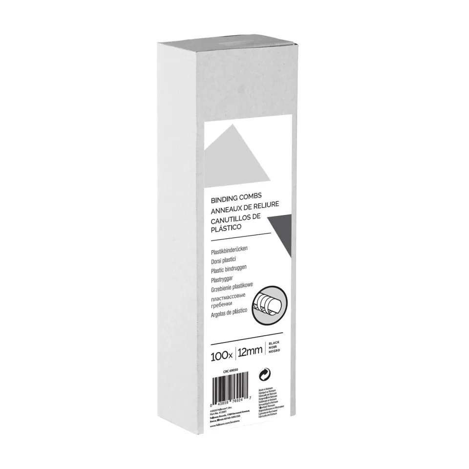 Fellowes Inele de îndosariere, 12 mm, negru, 100 buc.