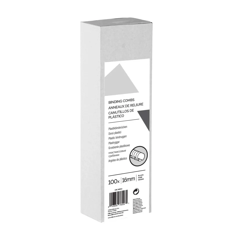 Spirale Fellowes pentru legare, 16 mm, negre, 100 buc.