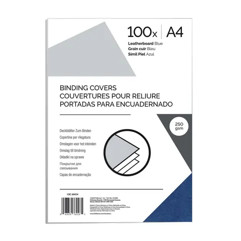 Coperti de legare Fellowes, carton, A4 250 g/m2, albastru, 100 bucăți