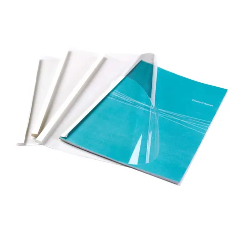Coperti pentru legare termică Fellowes, PVC, A4, 8 mm, alb, 100 bucăți