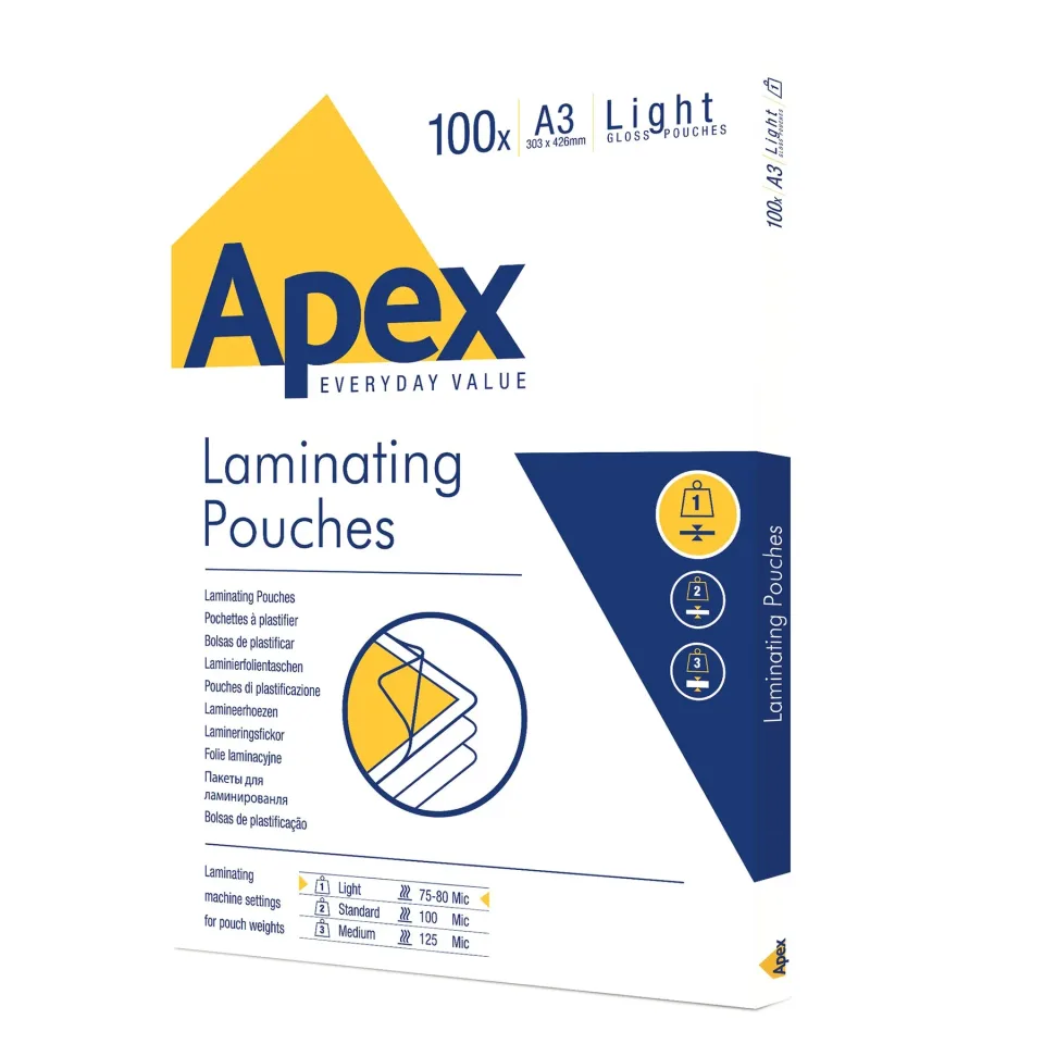 Folie de laminare Apex, A3, 80 microni, 100 bucăți