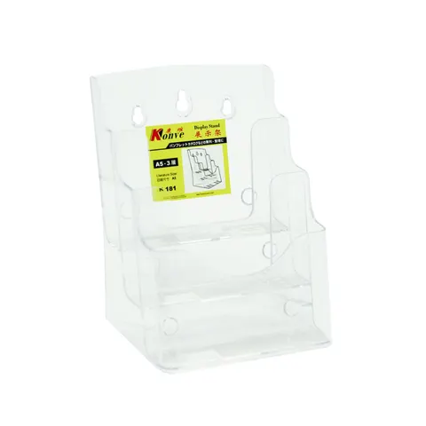 Suport pentru broșuri KEJEA, trei poziții, vertical, A5, transparent