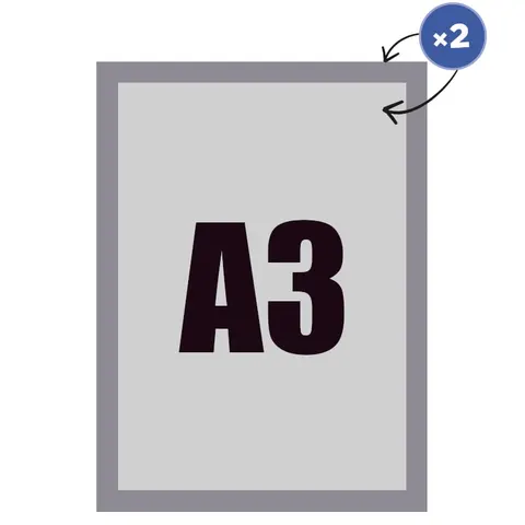 Rama magnetică, dublu față, A3, argintie