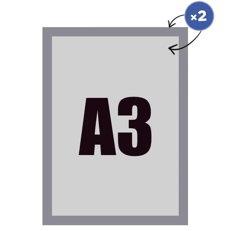Rama magnetică, dublu față, A3, argintie