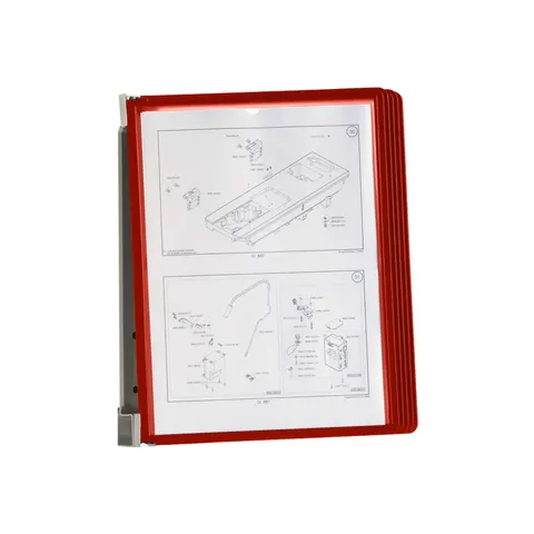 Durable Information System Vario Magnetic Wall, A4, cu 5 buzunare, roșu