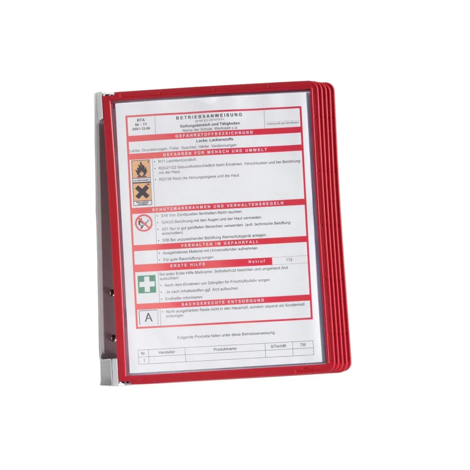 Durable Information System Vario Wall, A4, cu 5 buzunare, roșu