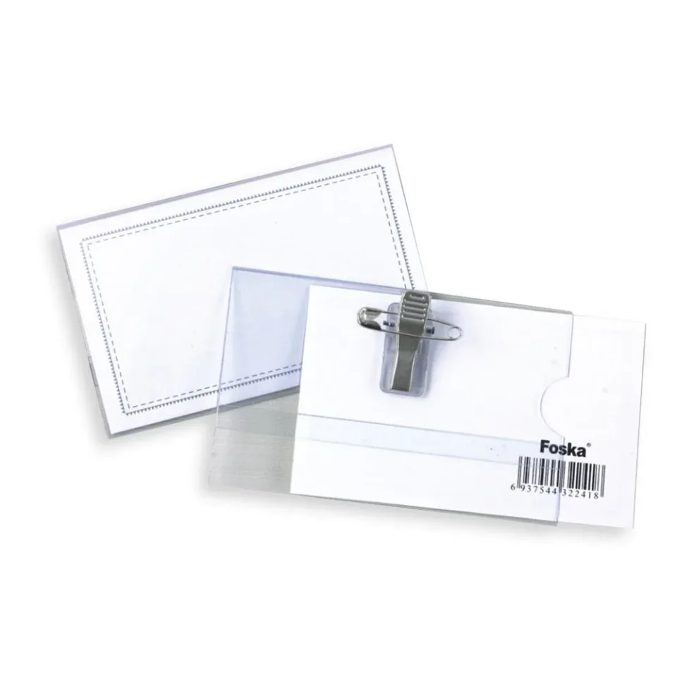 Foska ecuson, cu ac și clips, 90 x 57 mm, 50 bucăți