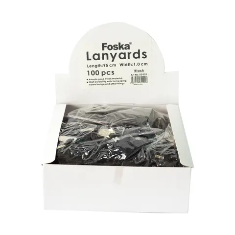 Foska Lanyard, textil, negru, 100 bucăți