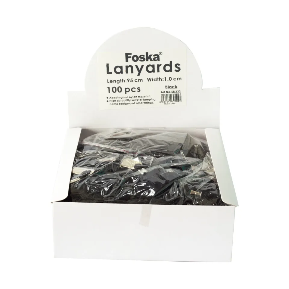 Foska Lanyard, textil, negru, 100 bucăți
