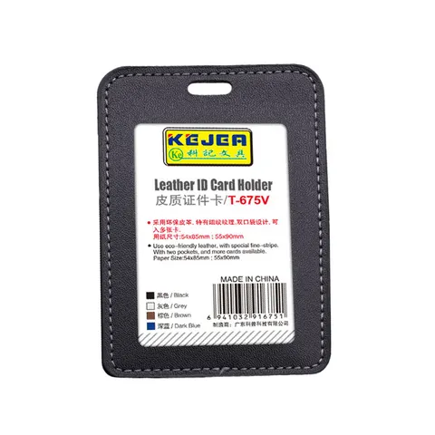 Badge KEJEA, vertical, față unică, cu buzunar pentru cartela, 55 x 85 mm, negru