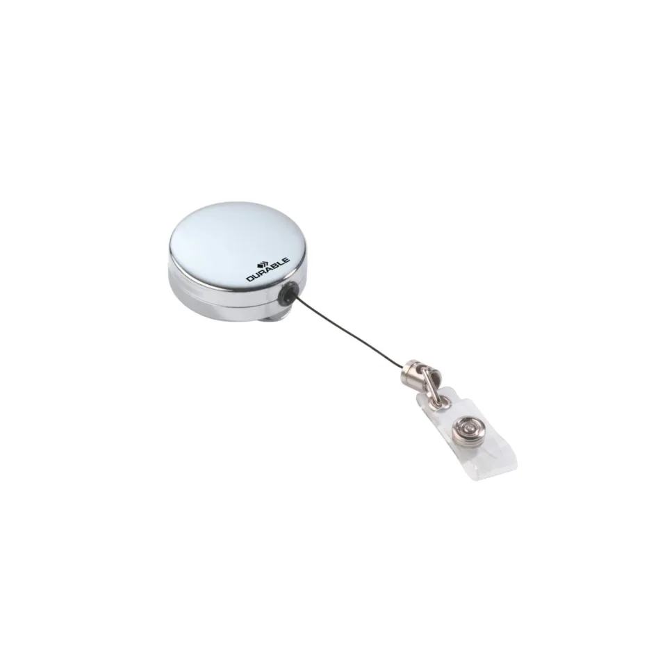 Durable Retractor Chrome, tambur pentru ecuson cu clemă, metal, 10 buc.