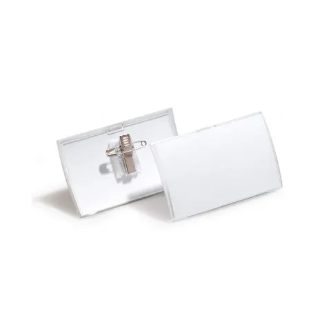 Durable Badge Click Fold, cu ac și clemă, orizontal, 40 x 75 mm, 25 buc.