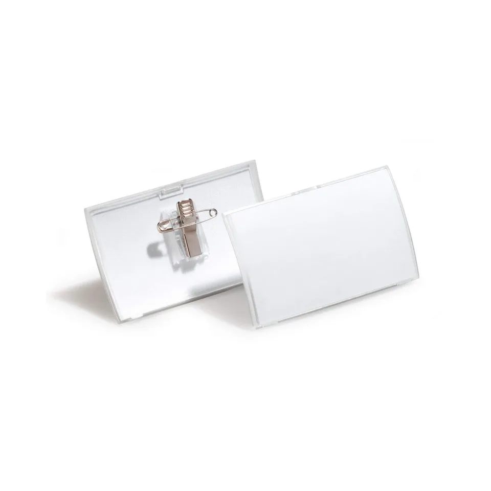Durable Badge Click Fold, cu ac și clemă, orizontal, 40 x 75 mm, 25 buc.