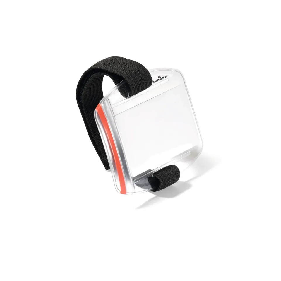Suport durable pentru ecuson cu curea de mână Outdoor Secure, transparent, 10 bucăți