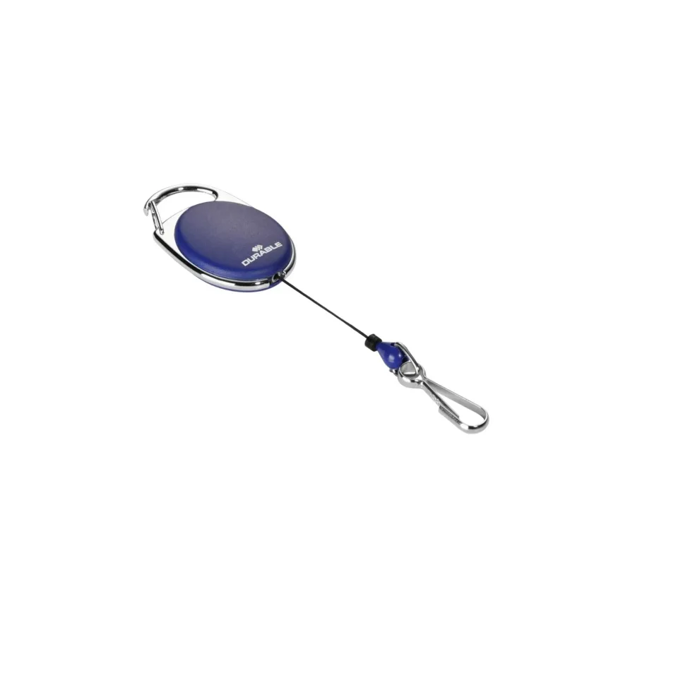 Durable Retractor Style, rolă pentru ecuson cu cârlig, albastru închis