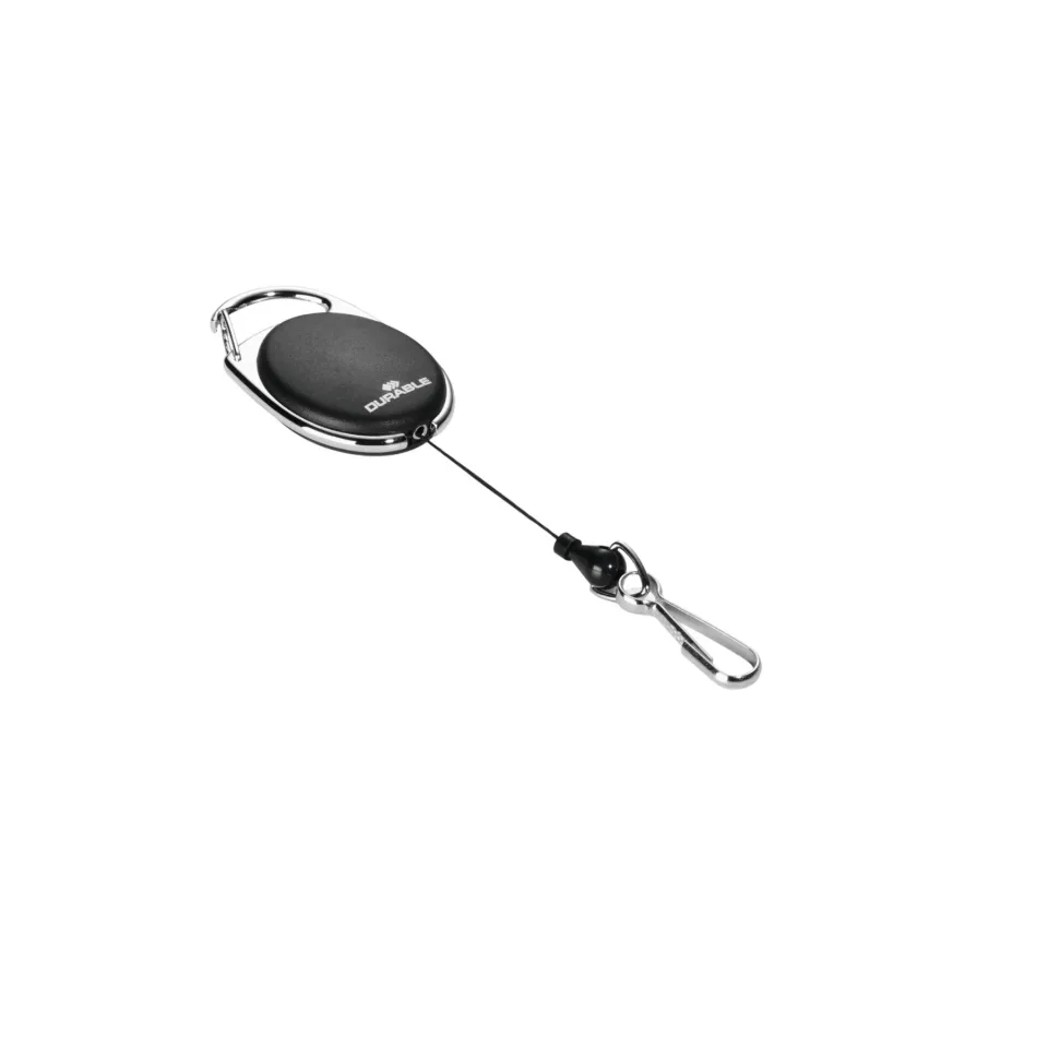 Durable Retractor Style, suport pentru ecuson cu carusel și cârlig, negru