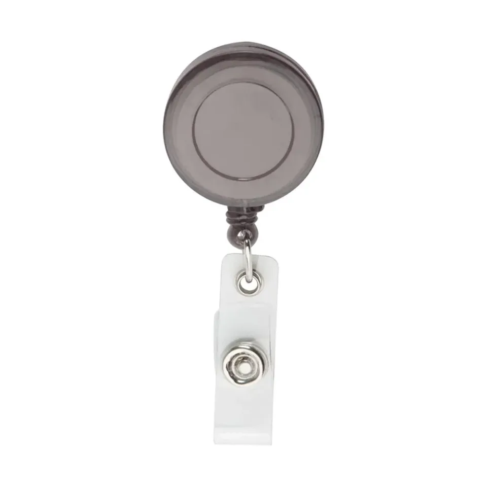 Cool Retractor Slope, suport retractabil pentru ecuson, cu clemă, rotund, transparent-negru