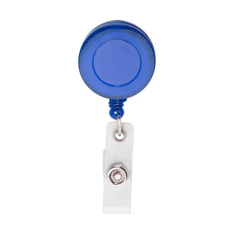 Cool Retractor Slope, suport retractabil pentru ecuson, cu clip, rotund, transparent-albastru